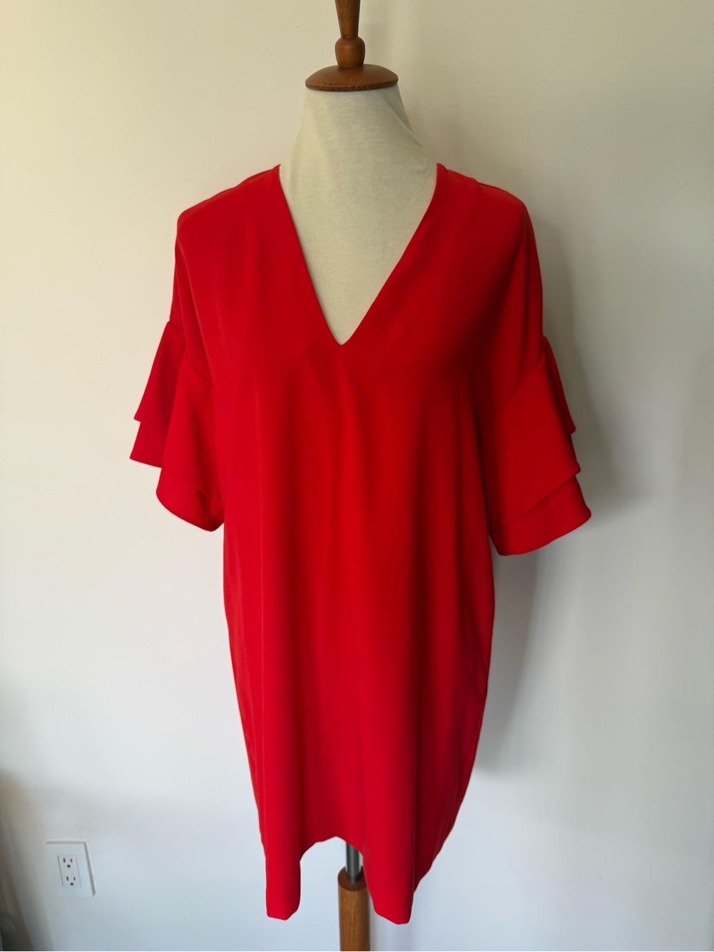 Nwt Vibrant Red V-Neck Tunic Dress